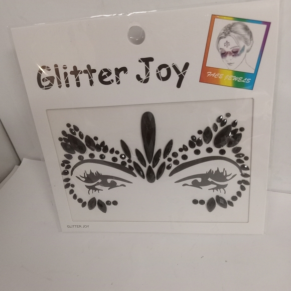 6 pks Glitter Joy Face Gem Jewels  Mask Black Rhinestones NEW - Picture 6 of 10
